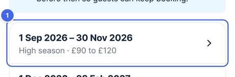 Pricing periods on Pricing and fees, with one period highlighted